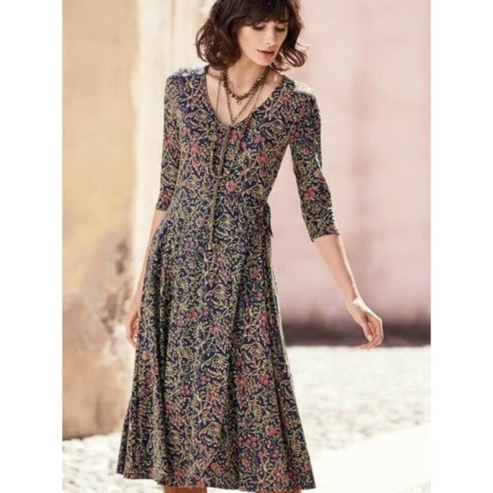Peruvian Connection Sylvie Floral‎ Dress Dusty Rose Size Small